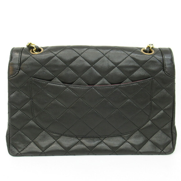 Chanel Matelasse Shoulder Bag Black Lambskin Paris Chain - Picture 1 of 14